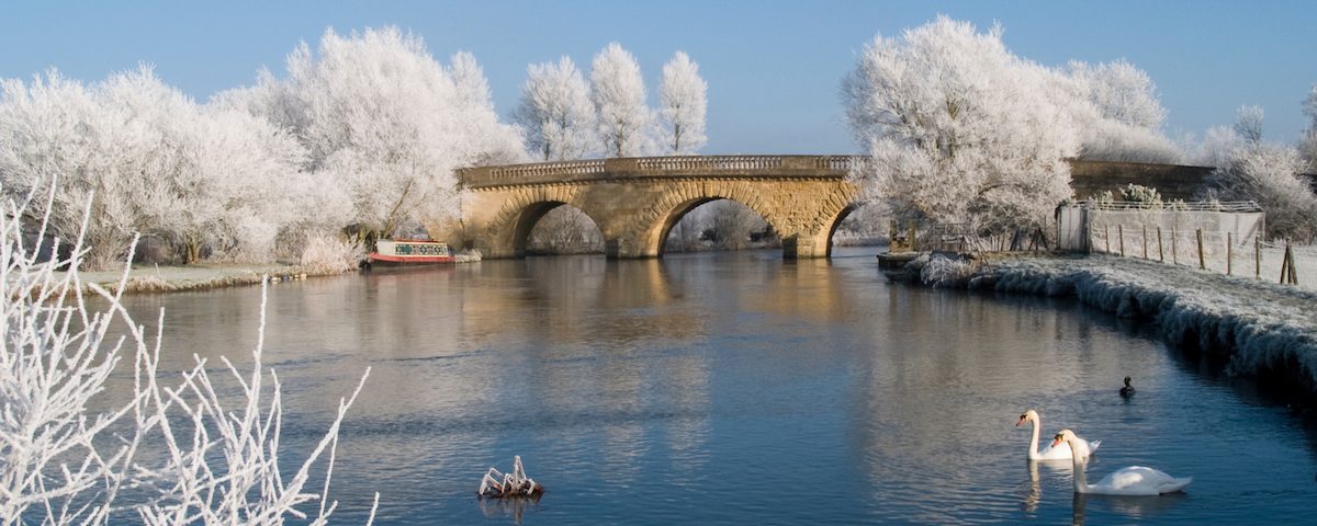 Swinford Toll Bridge Oxfordshire in a heavy frost
